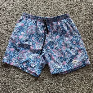 Kulani Kinis Swim Trunks Lilac Moon Floral Purple Pink Lined Shorts Mens Large